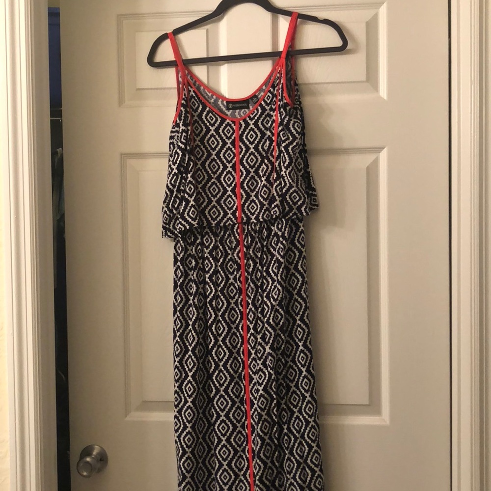 Blue and white print Maxi dress